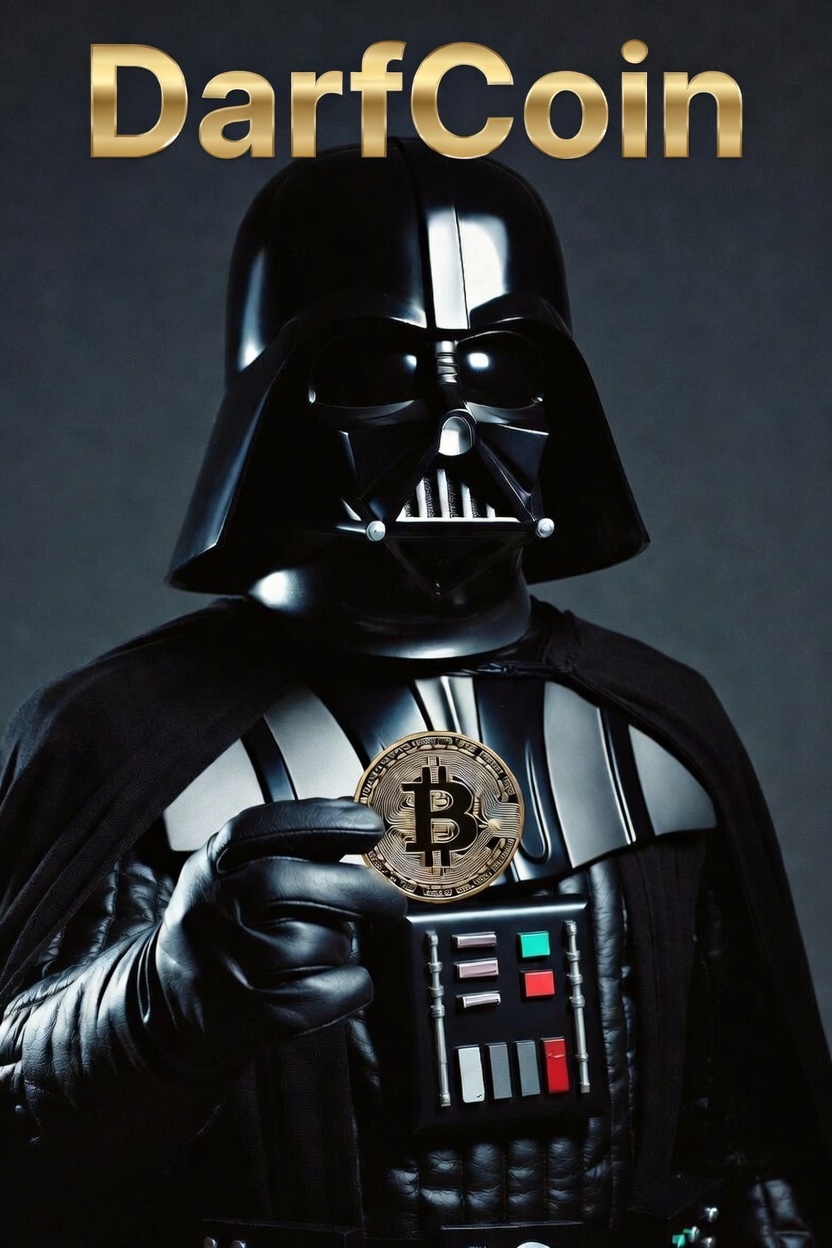 DarfCoin - Darth Vader holding Bitcoin